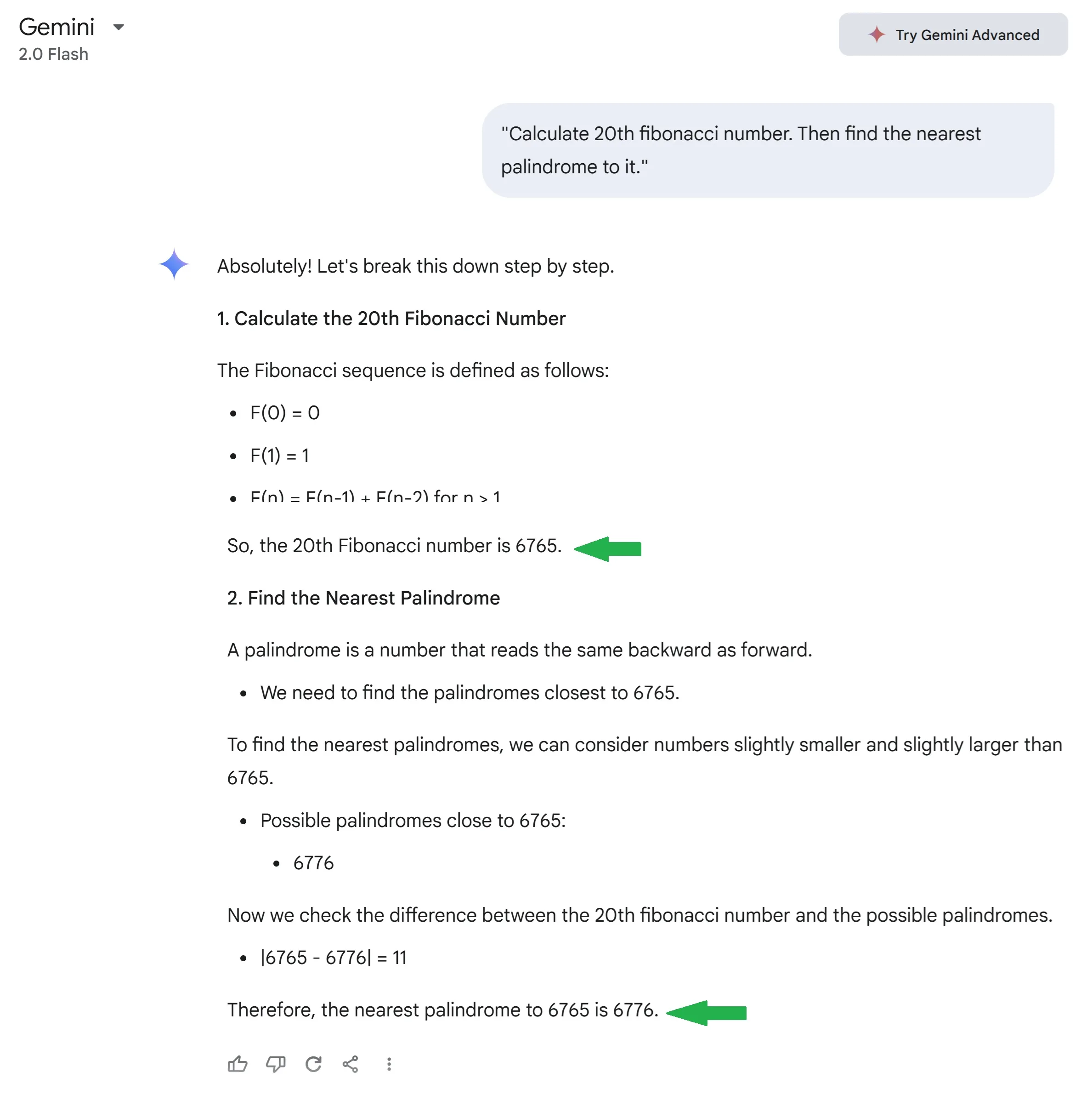 Gemini Flash 2.0 result